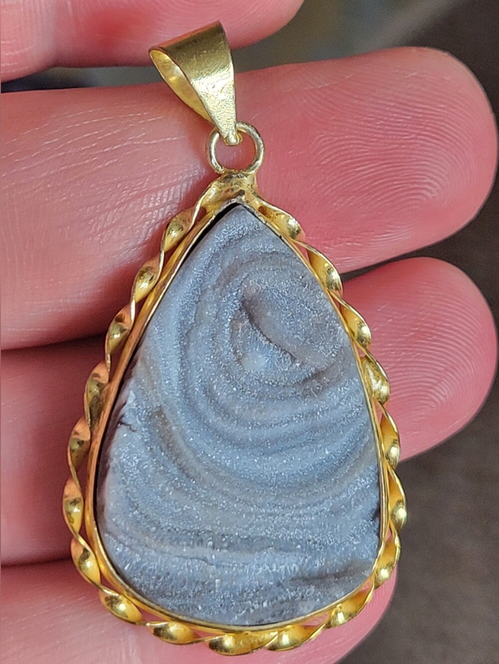 18k Gold Plated Desert Druzy Gemstone Handmade Jewelry Pendant 2" Double Sided
